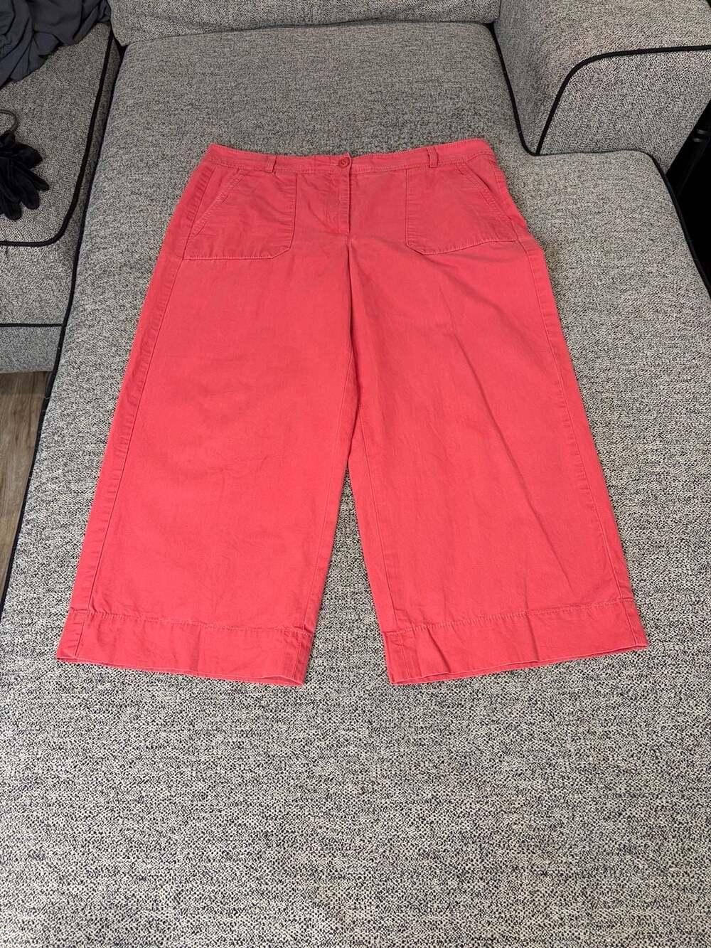 064-Talbots Heritage Pants Size 12 Coral Pink Crop Wide Leg Patch Pocket